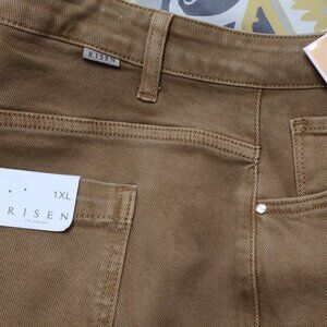Risen Love you a Latte Mocha High Rise Wide Leg Cargo Jeans 1XL Freckled Poppy